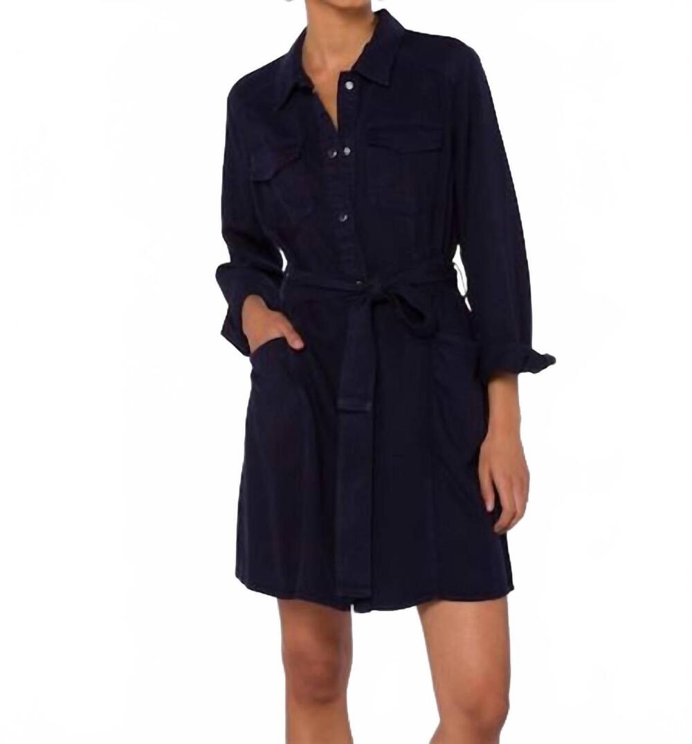 NEW VELVET HEART deena snap button mini dress in dark navy